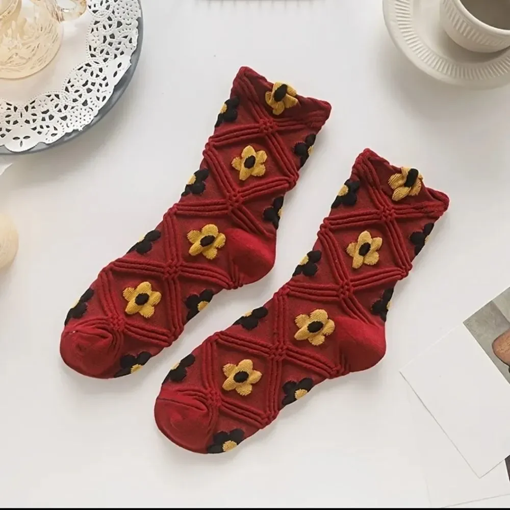COTTAGECORE Floral Socks Capri Boho Socks